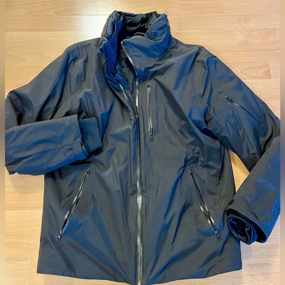 Neiman Marcus Men’s Nylon Full-Zip Bomber Black Jacket Large